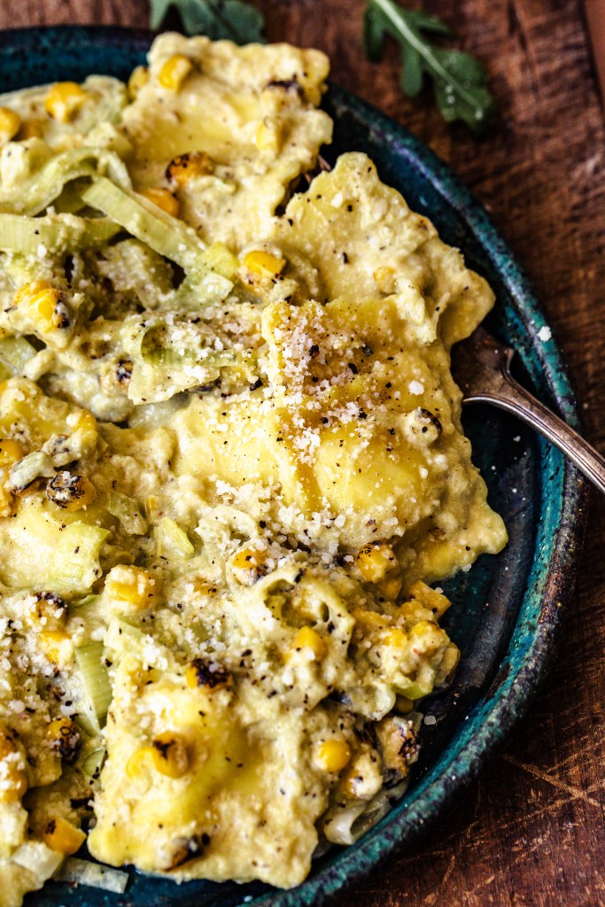 Corn and Leek Ravioli