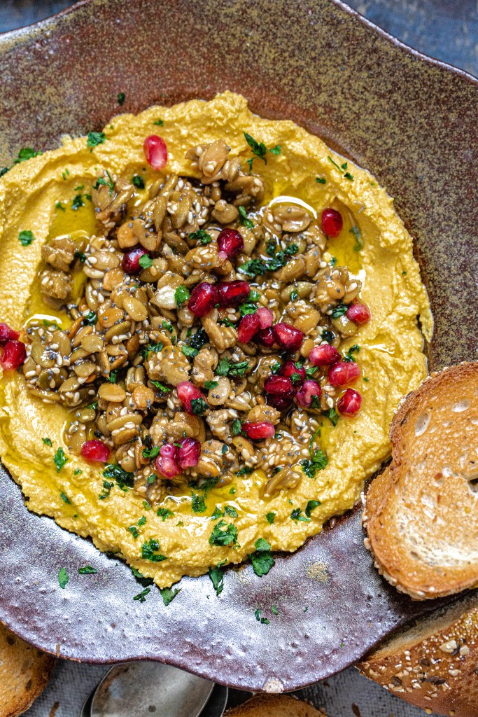 Pumpkin Whipped Feta with Salty Candied Pepitas