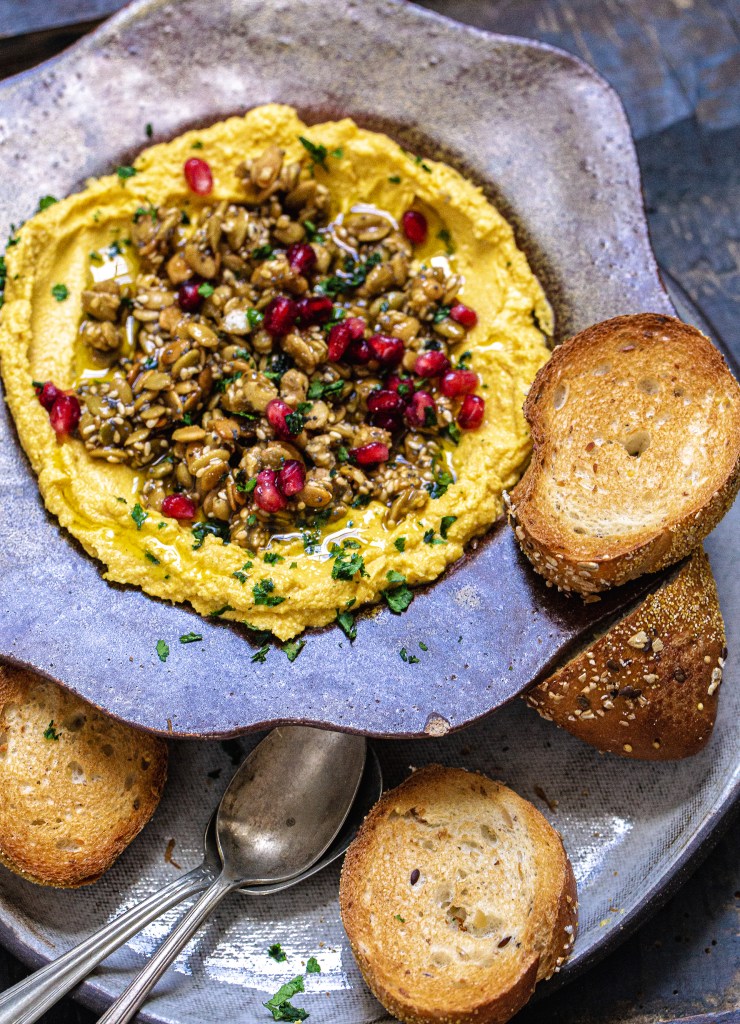 Pumpkin Whipped Feta with Salty Candied Pepitas