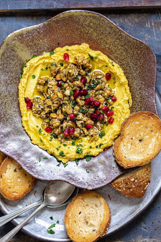 Pumpkin Whipped Feta with Salty Candied Pepitas