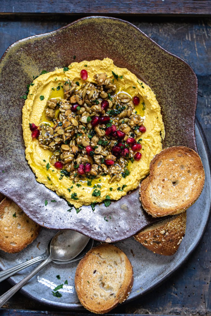 Dreamy Pumpkin Dip with Feta and Salty Candied Pepitas