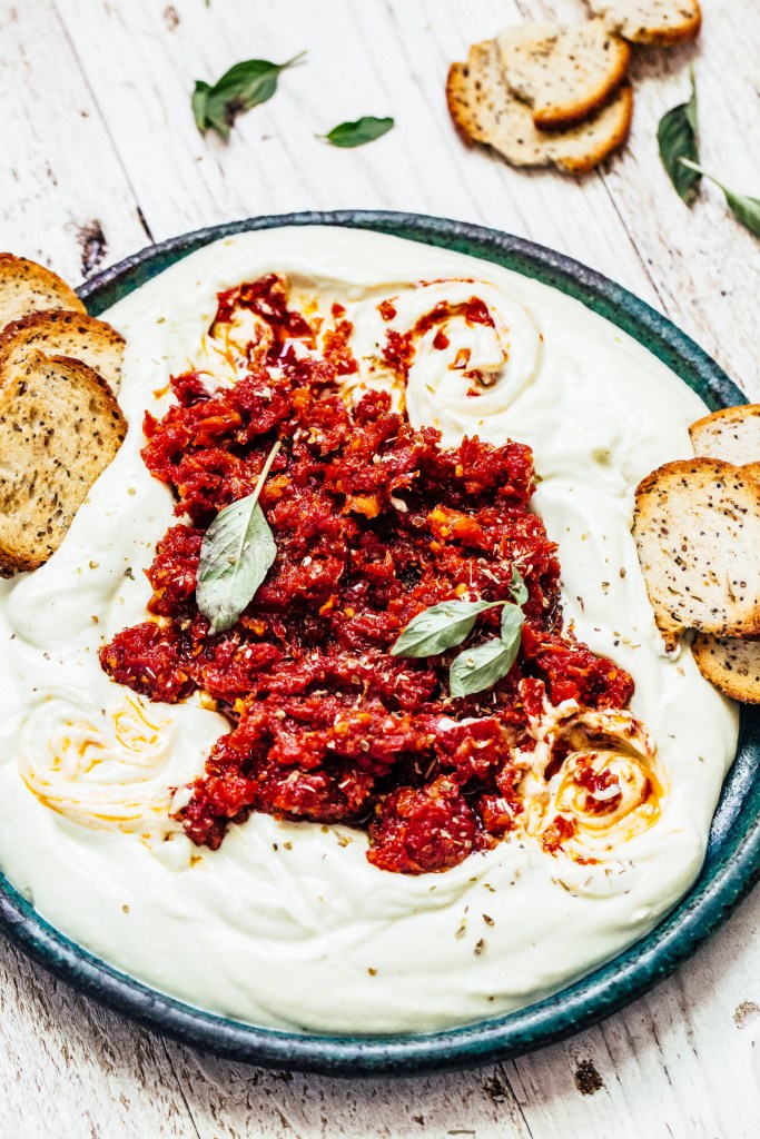 Whipped Mozzarella with Honeyed Sun Dried Tomatoes